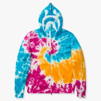 Bape Tie Dye Shark Wide Full Zip Hoodie