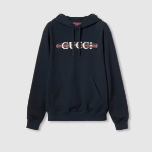 Gucci Printed cotton jersey hooded sweatshirt