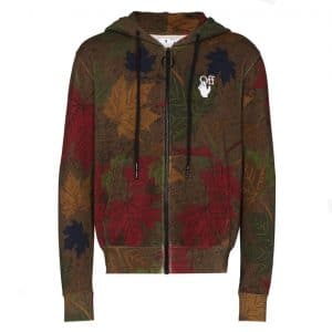 Off-White leaf-print cotton hoodie